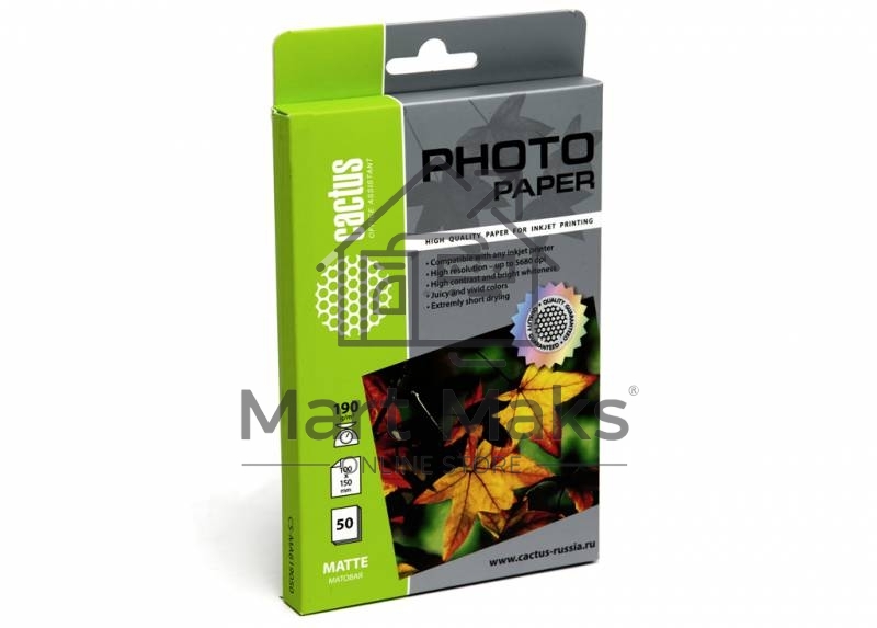 Фотобумага Cactus CS-MA619050 матовая A6 190 г/м2 50 листов