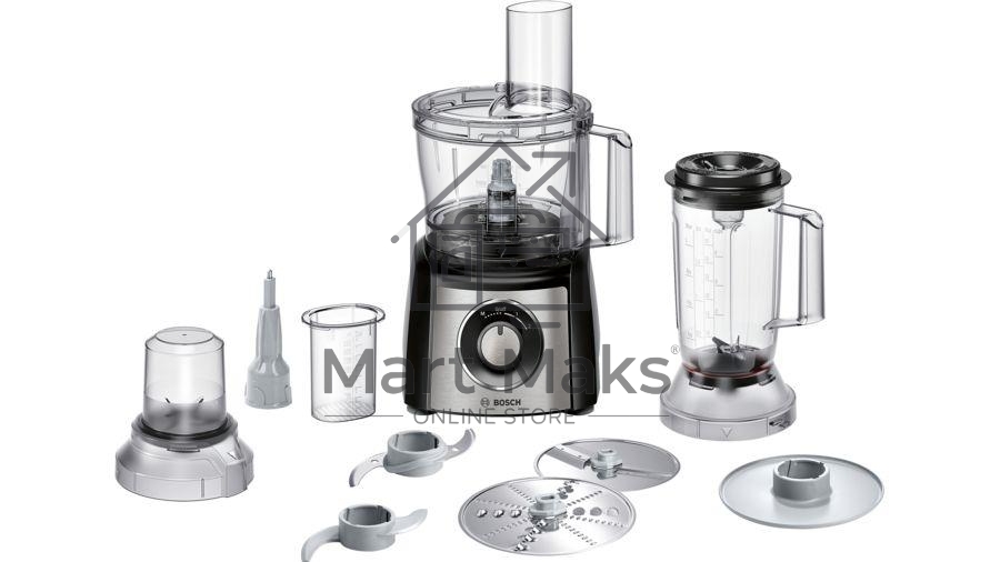 Кухонный комбайн Bosch MCM3501M 800 Вт, Скорости: 2, Блендер 1 л, Чаша 2.3 л, Цвет черны/серебристый