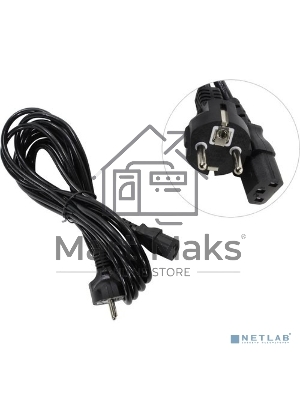 Кабель питания ExeGate Power PC-5P (Евровилка Schuko->С13) VDE-250V-3*1.0-CU, 10A, черный, 5м