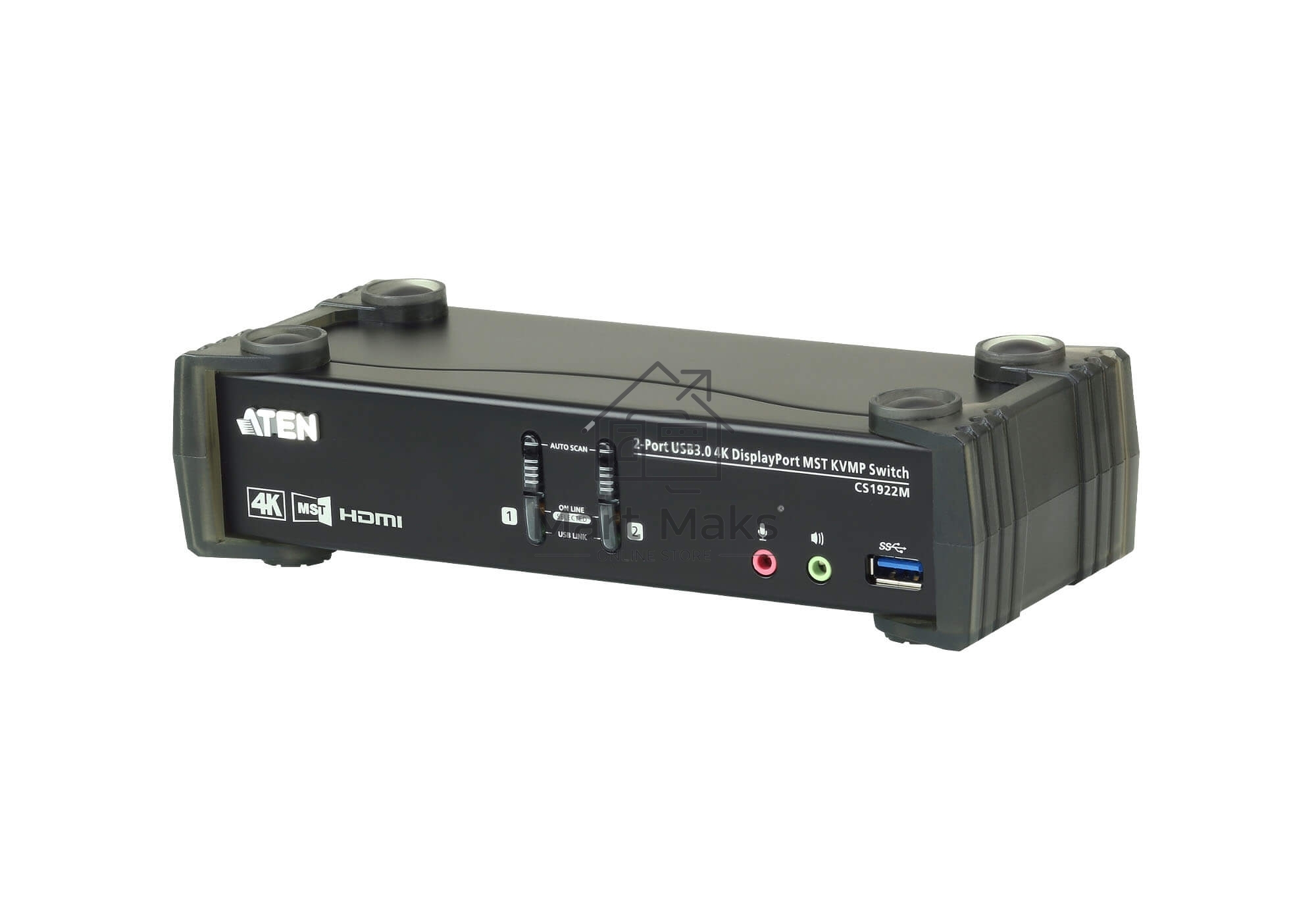 Переключатель KVM ATEN CS1922M-AT-G KVM+Audio+USB 3.0, 1 user USB+DP => 2 cpu USB+DP, со шнурами DP 2x1.5м.+USB 2х1.8м.