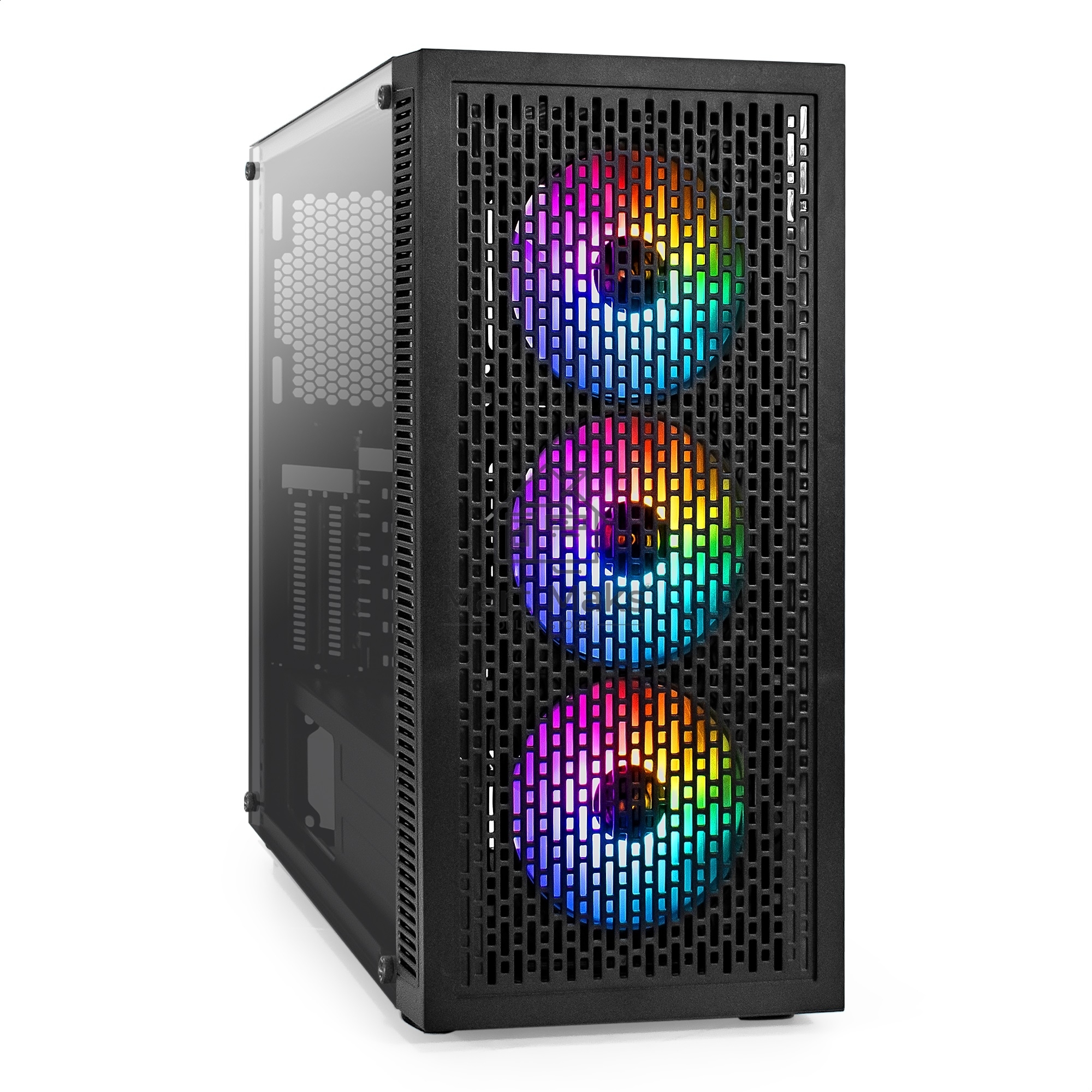 Компьютерный корпус Miditower ExeGate EVO-5001A-EVO800 (ATX, БП EVO800RGB с вент. 12 см, 2*USB+1*USB3.0+HD Audio, черный, 3 вент.12см с RGB подсветкой, боковая панель - закаленное стекло)