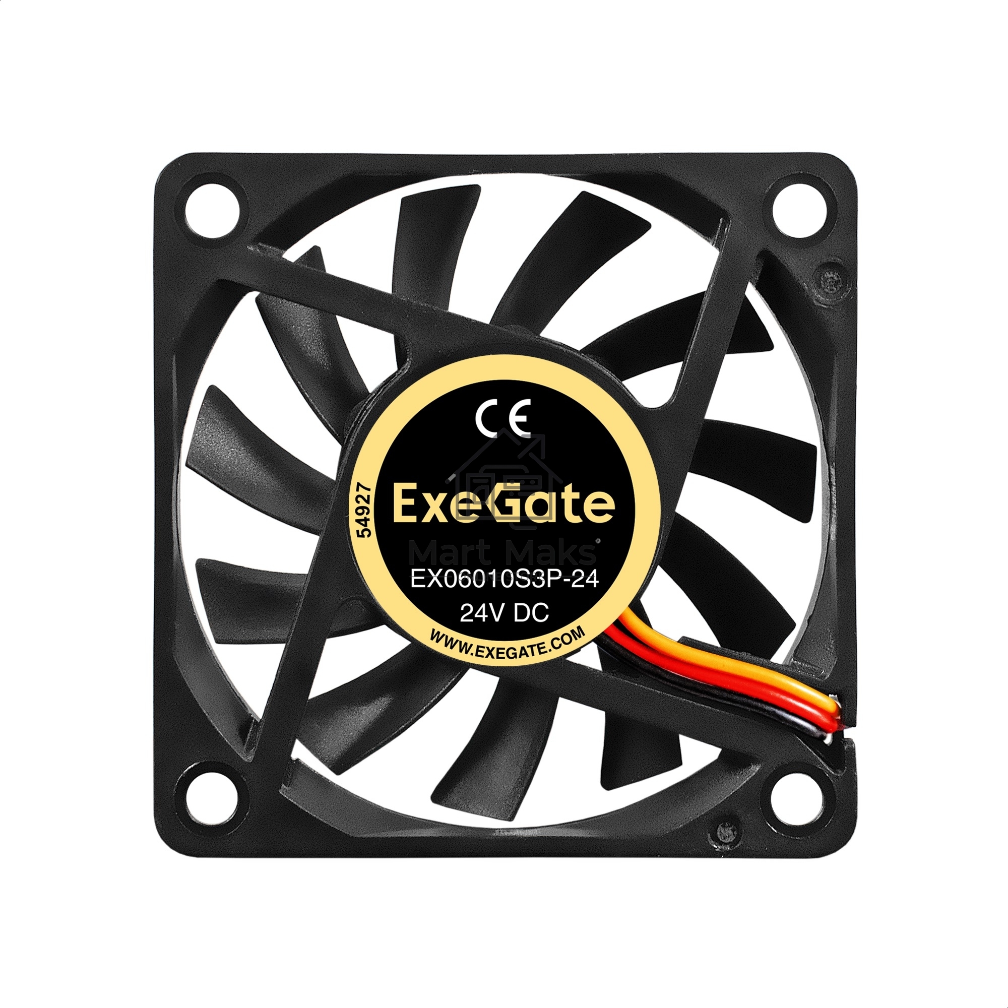 Вентилятор для корпуса ExeGate EX06010S3P-24 черный, 60 мм, 3000 об/мин, 24.1 дБ, 3 pin