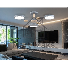 Светильник Ambrella light FL4856/3 GR/WD серый/дерево 54W 3000-6000K D660*170 (без ПДУ)