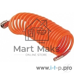 Пневматическое оборудование FUBAG Шланг спиральный с фитингами [170306] рапид полиуретан 15 бар 8х12мм 15м