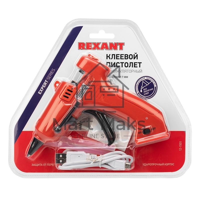 Пистолет клеевой Rexant, 10 Вт, Ø7 мм, 