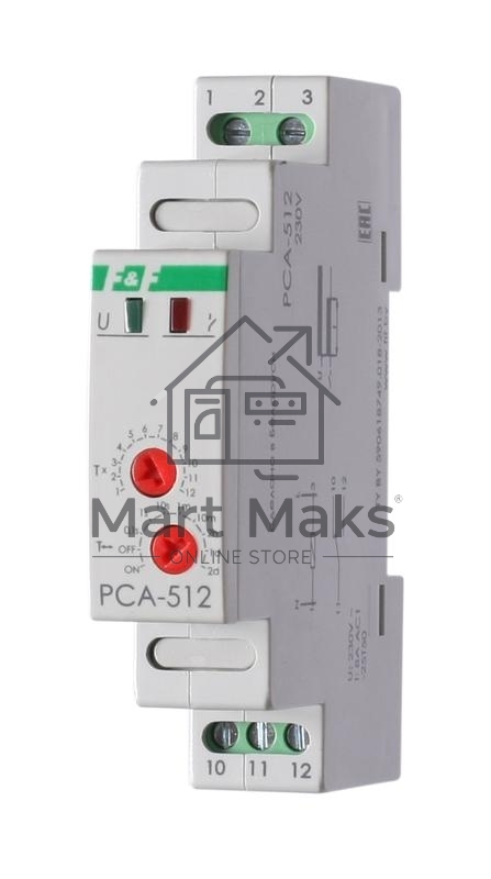 Реле времени PCA-512 (задержка выкл. 230В 8А 1перекл. IP20 монтаж на DIN-рейке) F&F EA02.001.001