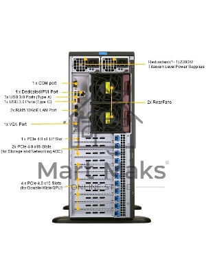Серверная платформа Supermicro SYS-740GP-TNRT 4U noCPU(2)3rd GenScalable/TDP 270W/no DIMM(16)/ SATARAID HDD(8)LFF/2x10GbE/2x2200W