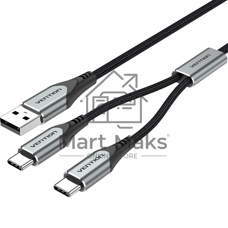 Кабель Vention USB-CM х 2/USB 2.0 AM - 1м.