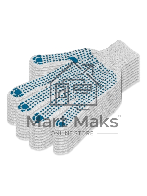 Перчатки трикотажные, с ПВХ точкой, 5 пар в упаковке, 7 класс Россия