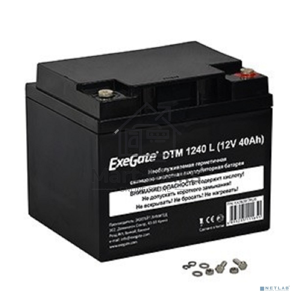 Батарея ExeGate EX282977RUS DTM 1240 L (12V 40Ah), клеммы под болт М5
