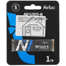 Накопитель SSD Netac NV5000, 1Tb, M.2 2280, PCIe 4.0 x4, NVMe, R/W 5000/4400, с радиатором