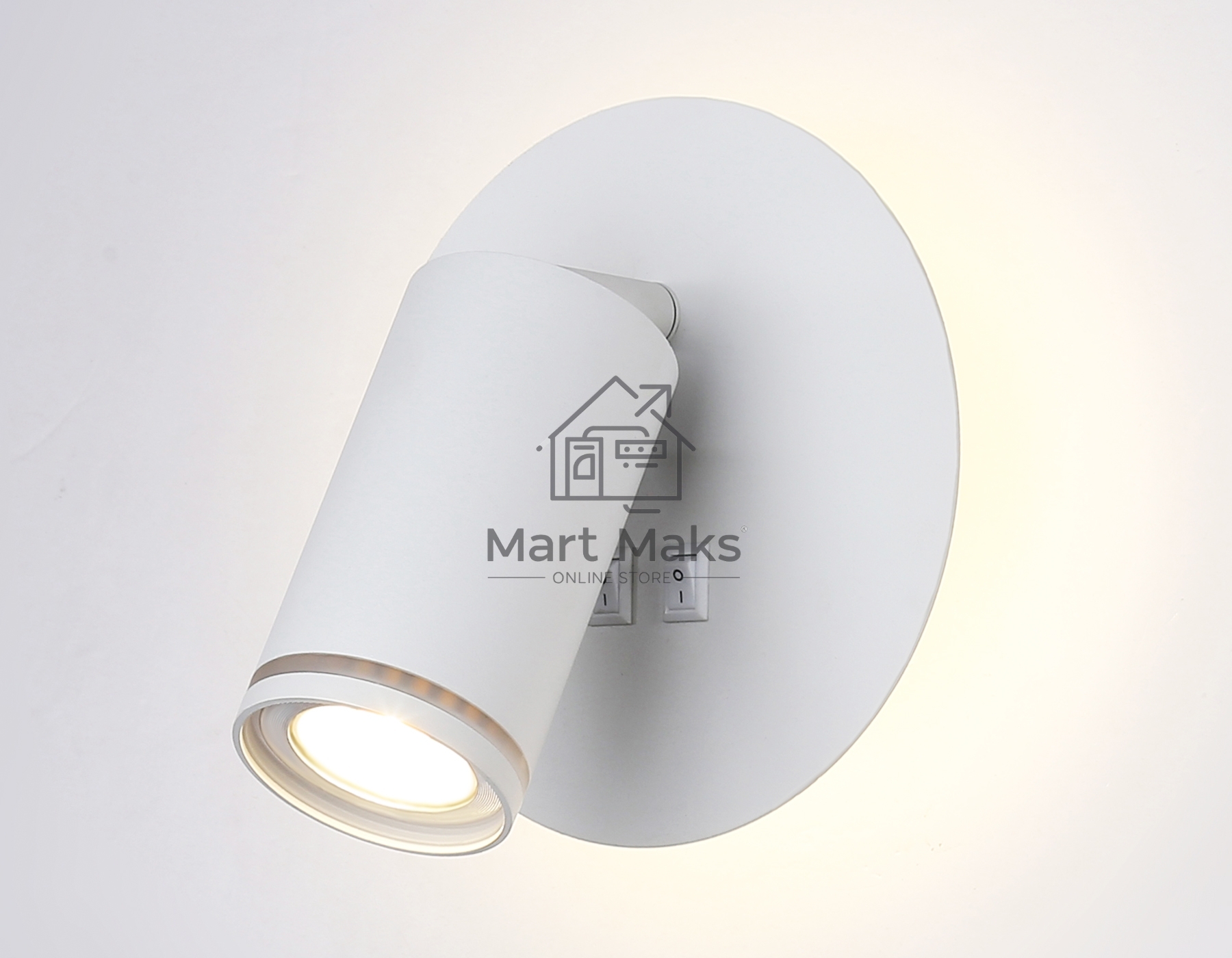 Настенный светильник с выключателем Ambrella light FW2462 WH белый GU10 max 12W+LED 4200K 7W D145*150