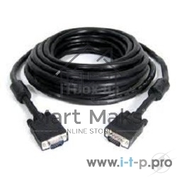 Кабель Gembird/Cablexpert CC-PPVGA-30M-B, Кабель VGA Premium, 15M/15M, 30м, черный, тройной экран, феррит.кольца
