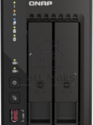 SMB QNAP TS-253E-8G NAS, 2-tray w/o HDD. 2xHDMI-port. 4-core Celeron J6412 2-2.6 GHz, 8Gb DDR, 2x2.5Gb LAN, 2 x M.2 2280 PCIe Gen 3 x2, 2x USB 3.2 Gen 2 (10Gbps) Port, 2x USB 2.0 port