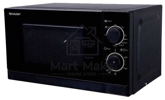 Микроволновая печь Sharp R6000RK черный, 20 л, 800 Вт, переключатели - поворотный механизм