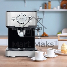 Кофеварка рожковая Vitek VT-1520 серебристый/черный, исп. кофе - молотый, 1.5 л, 850 Вт, 15 бар