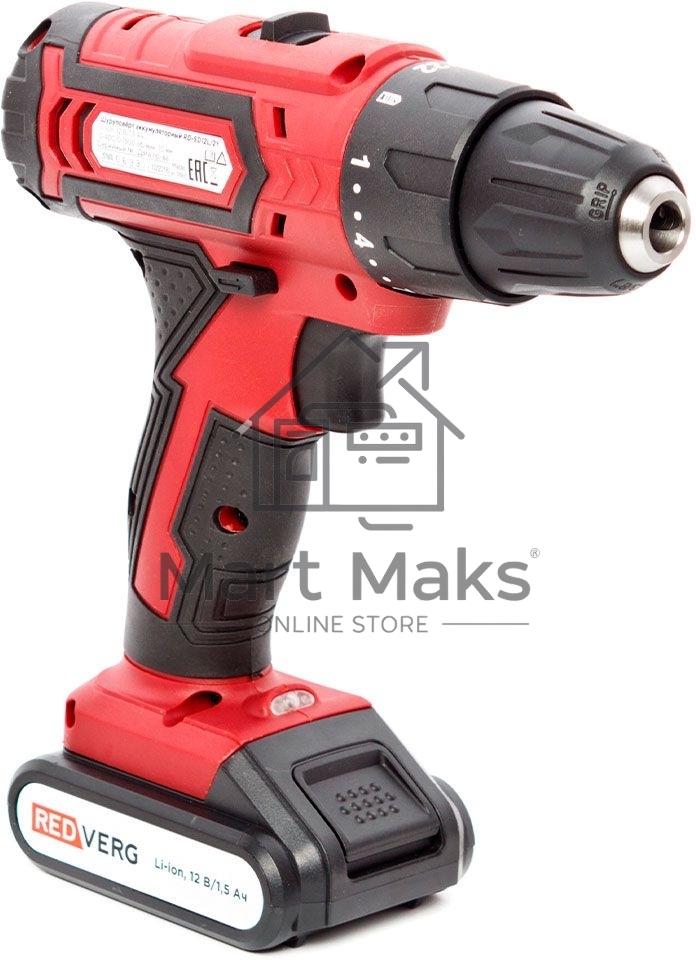 Дрель-шуруповерт RedVerg RD-SD12L/2Y, Аккумуляторная, 12В, Кейс