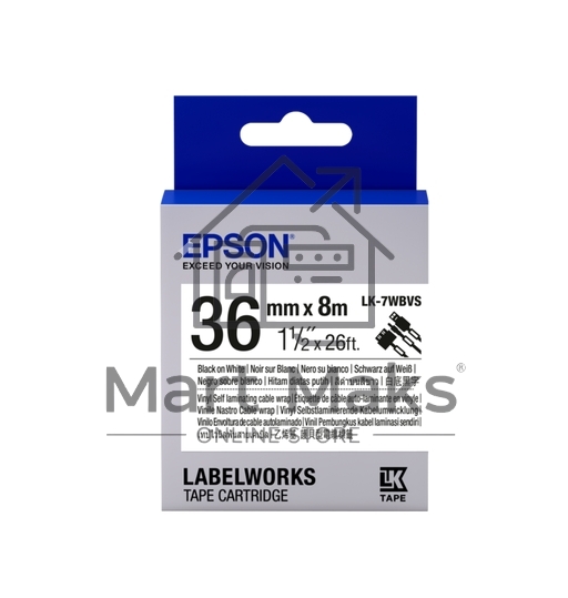 Картридж ленточный Epson LK-7WBVS (C53S657014) черный на белом (36 мм 8 м) для LabelWorks LW-900P LW-900