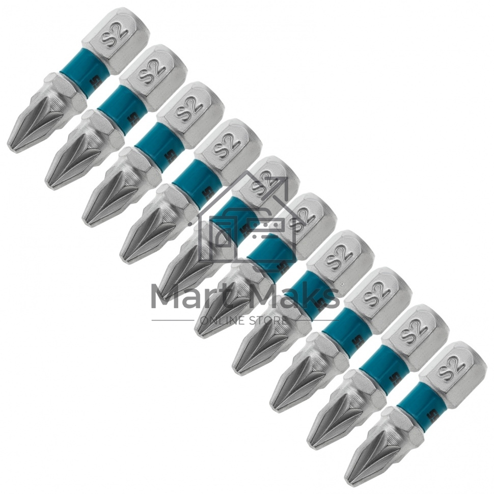 Набор бит GROSS РZ2x25, сталь S2, 10шт 11340
