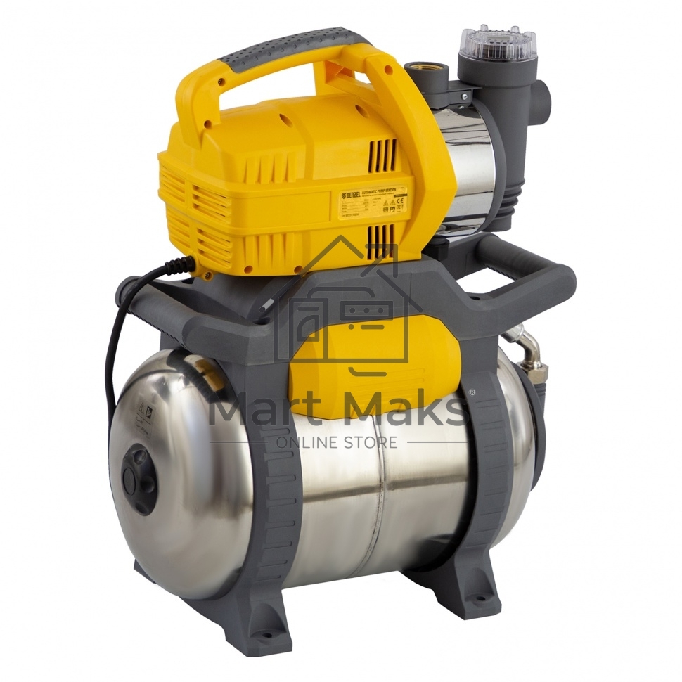 Насосная станция PSХ950X, 950 Вт, 3300 л/ч, ресивер 24 л, подъем 38 м, нержавейка Denzel