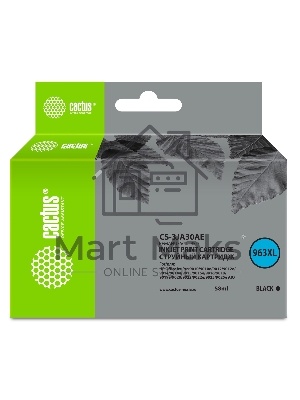 Картридж струйный Cactus CS-3JA30AE 963XL (есть ограничения по прошивке) черный (58 мл) для HP OfficeJet Pro 9010/9010e/9012/9014/9015/9016/9019