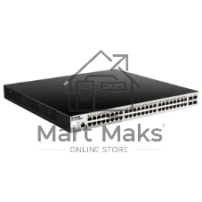 Коммутатор D-Link DGS-1210-52MPP/ME/B3A, 48×1 Гбит/с + 4×1 Гбит/с SFP, управляемый