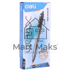 Ручка шариковая автоматическая Deli X-tream EQ02120 черный, d=0.7мм, черные чернила, сменный стержень, линия 0.4мм