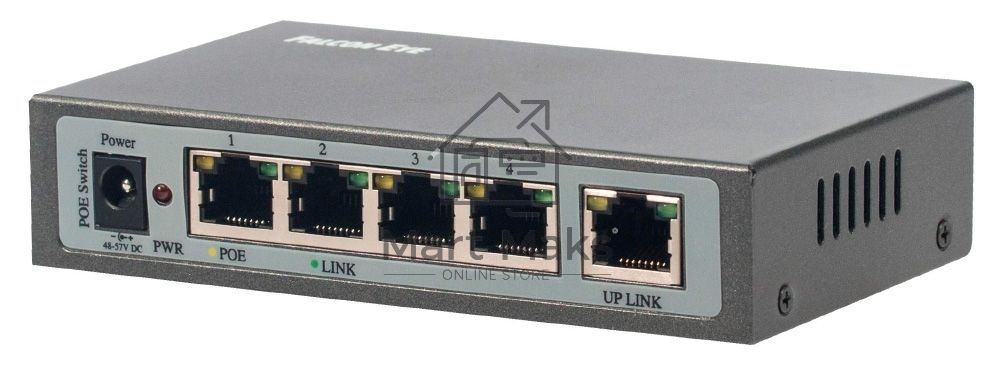 Сетевой коммутатор FE-104POE-S 5 портов 10/100 Мбит/с (IEEE802.3u 100BaseTX) из них 4 c поддержкой PoE (IEEE802.3at) до 15,4Вт на порт (HI POE), Сумма