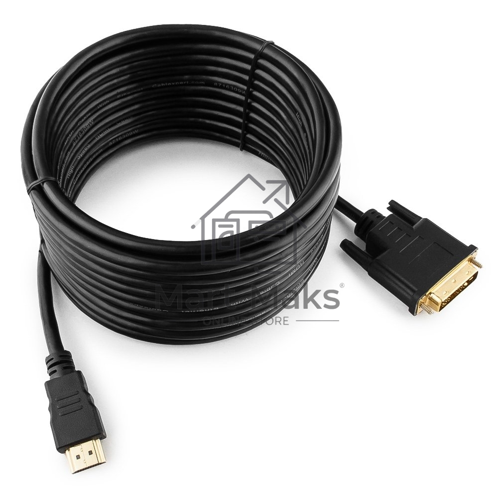 Кабель HDMI-DVI Cablexpert CC-HDMI-DVI-7.5MC, 19M/19M, single link, медь, позол.разъемы, экран, 7.5м, черный, пакет