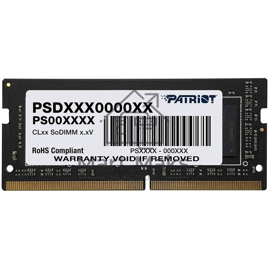 Оперативная память Patriot Signature, DDR4, 8GB (1x8 GB), 3200 MHz, CL22, SO-DIMM