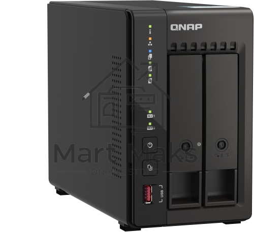 SMB QNAP TS-253E-8G NAS, 2-tray w/o HDD. 2xHDMI-port. 4-core Celeron J6412 2-2.6 GHz, 8GB DDR, 2x2.5Gb LAN, 2 x M.2 2280 PCIe Gen 3 x2, 2x USB 3.2 Gen 2 (10Gbps) Port, 2x USB 2.0 port