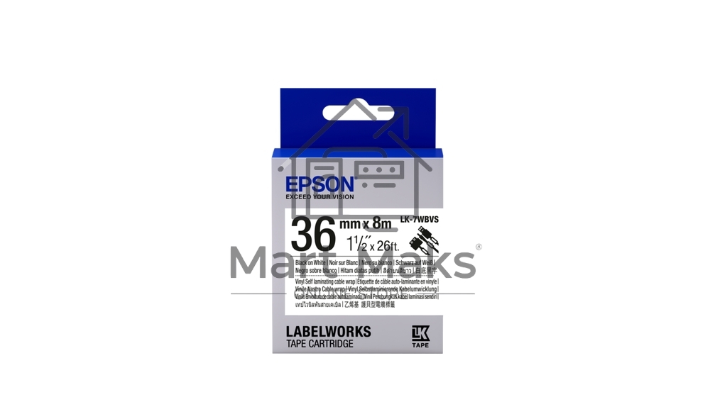 Картридж ленточный Epson LK-7WBVS (C53S657014) черный на белом (36 мм 8 м) для LabelWorks LW-900P LW-900