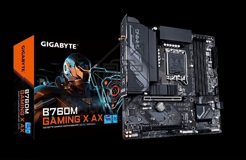 Материнская плата Gigabyte B760M GAMING X AX, LGA 1700, Intel B760, 4xDDR5, 4xSATA, 2xM.2, 1xPCIe 4.0 x16, 1xPCIe 3.0 x16, 1xHDMI, 1xDP, 1x 2.5Gb LAN, 5xUSB-A 2.0, 3xUSB-A 3.2 Gen 1, 3x3.5 мм, 7.1, mATX