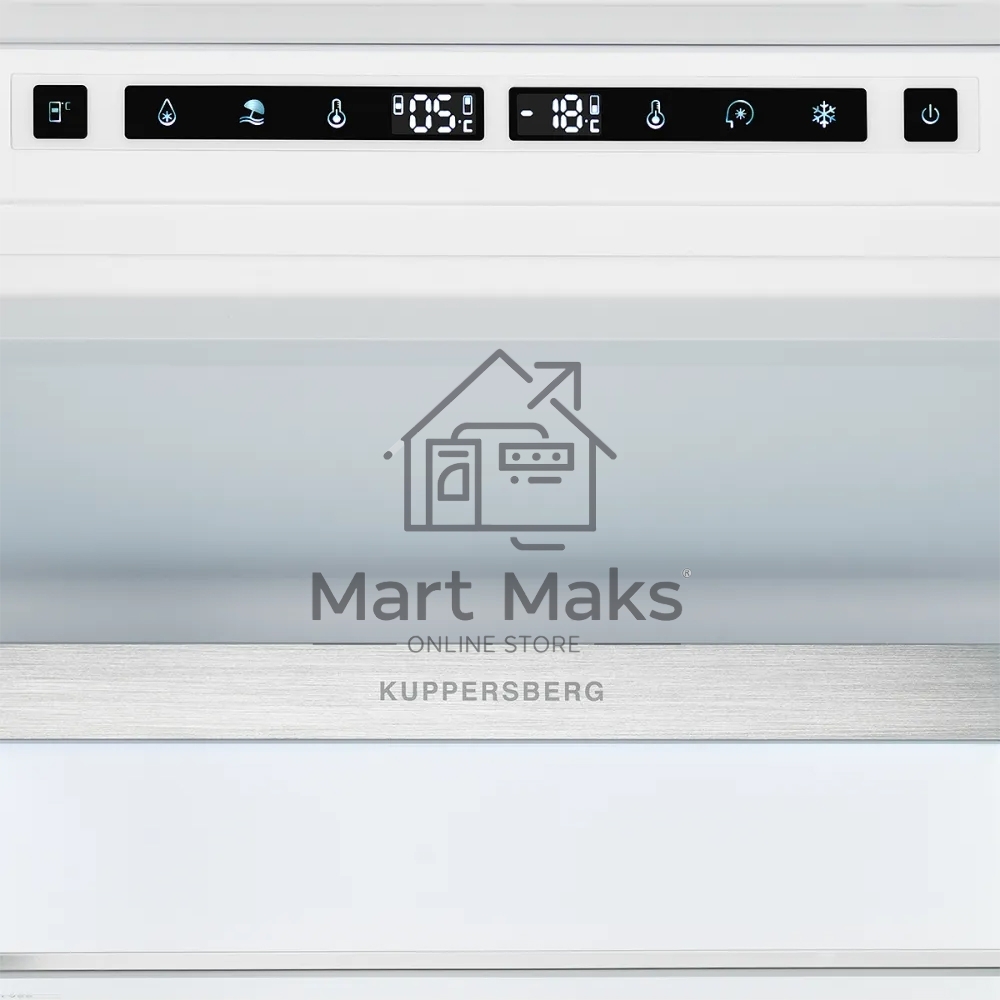 Встраиваемый холодильник Kuppersberg RBN 1960, High-Tech, объем 267 л, скользящий фасад, электронное управление, No Frost, антибактериальный пластик, звуковой сигнал при открытой дверце, перенавешиваемые двери, LED освещение, уровень шума 41 дБ, энергоэфф
