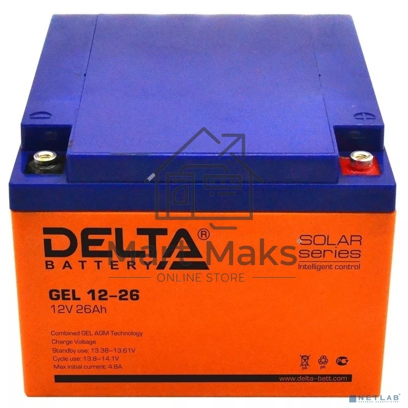 Аккумуляторная батарея Delta GEL 12-26 напряжение 12В, емкость 26Ач (174х166х125mm)