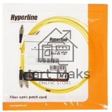 Патч-корд волоконно-оптический Hyperline FC-D2-9-FC/UR-FC/UR-H-1M-LSZH-YL(шнур) SM 9/125 (OS2), FC/UPC-FC/UPC, 2.0 мм, duplex, LSZH, 1 м