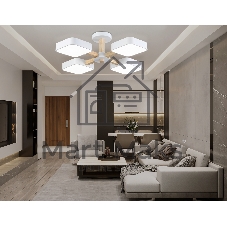 Светильник Ambrella light FL4879/4 WH/WD белый/дерево 72W 3000-6000K D610*160 (без ПДУ)