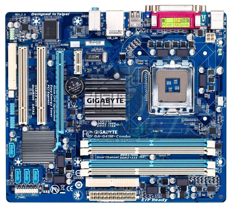 Материнская плата Gigabyte GA-G41M-COMBO RTL {S775, iG41, 2xDDR2 + 2xDDR3, SVGA+PCI-E, ATA, SATA, VT1708S 6ch, GLAN, mATX}