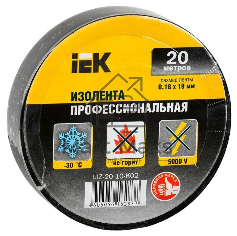 Изолента Iek UIZ-20-10-K02 0,18х19 мм черная 20 метров ИЭК