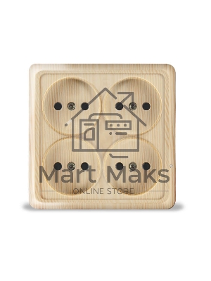 Розетка 4-м ОП Олимп без заземл. квадрат сосна UNIVersal 1176