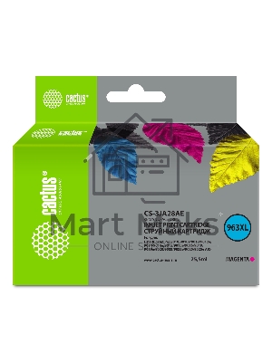 Картридж струйный Cactus CS-3JA28AE 963XL (есть ограничения по прошивке) пурпурный (25.5 мл) для HP OfficeJet Pro 9010/9010e/9012/9014/9015/9016/9019