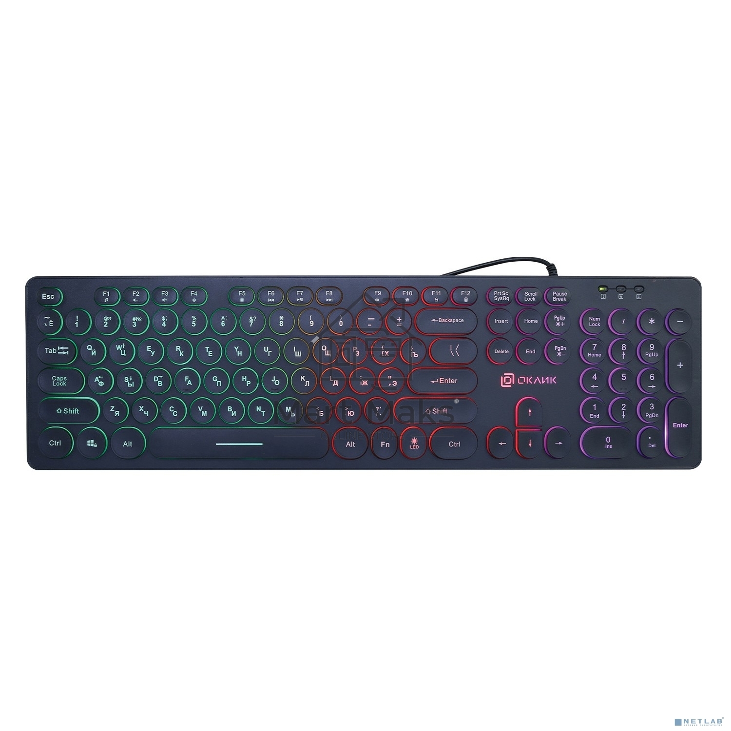 Клавиатура Oklick 420MRL черный USB slim Multimedia LED