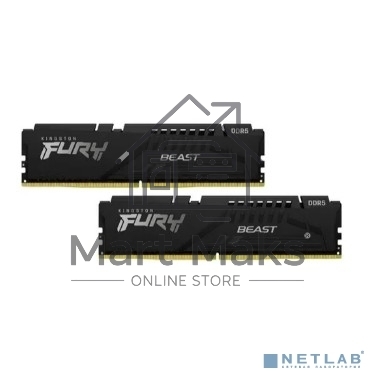 Оперативная память Kingston Fury Beast, DDR5, 16GB (2x8GB), 5200MHz, CL36, DIMM, радиатор, черный