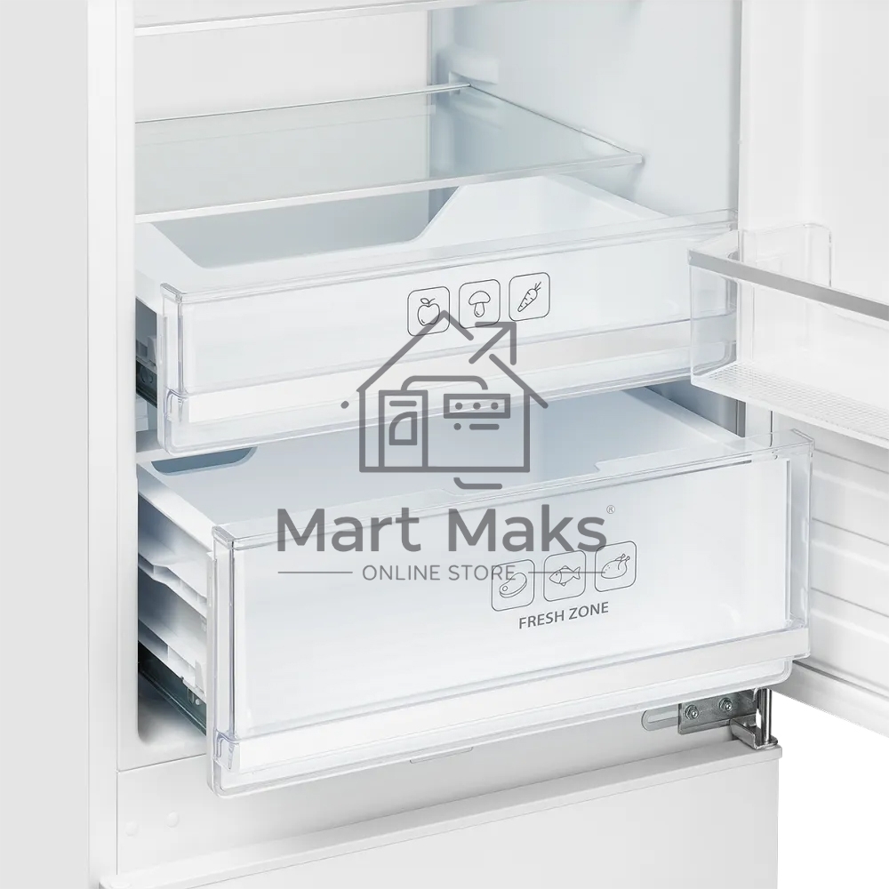 Встраиваемый холодильник Kuppersberg RBN 1960, High-Tech, объем 267 л, скользящий фасад, электронное управление, No Frost, антибактериальный пластик, звуковой сигнал при открытой дверце, перенавешиваемые двери, LED освещение, уровень шума 41 дБ, энергоэфф