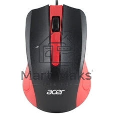 Мышь проводная Acer OMW012 черный/красный, 1200 dpi, USB, кнопки - 3