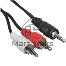 Кабель аудио Cablexpert CCA-458-10M-N, Jack 3.5(M)/2xRCA, 10м, черный, пакет