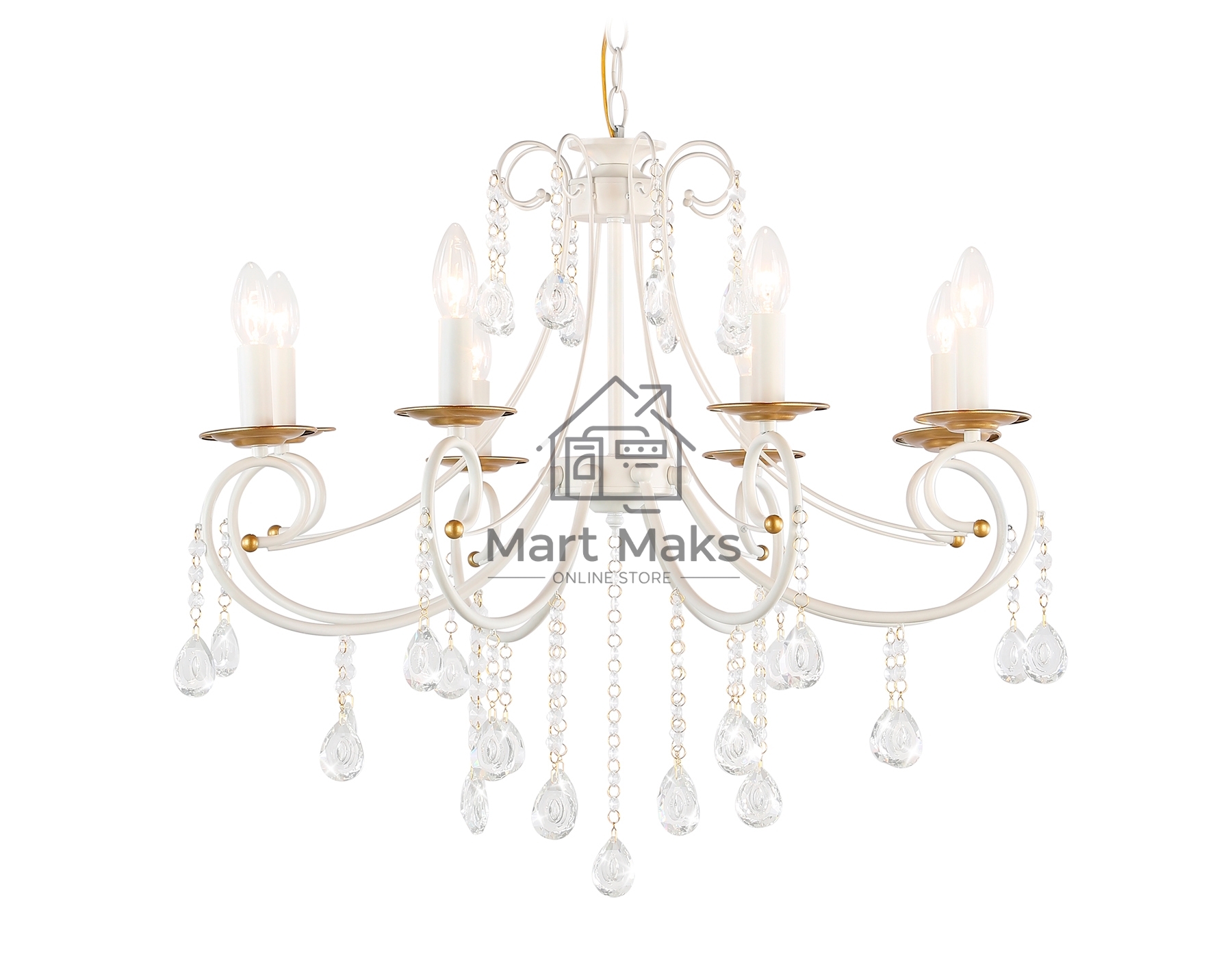 Светильник Ambrella light TR4917/8 WH/GD белый/золото E14/8 max 40W D740*930