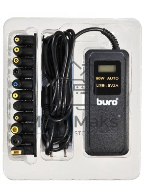 Блок питания Buro BUM-0065A90 автоматический 90W 12V-20V 11-connectors 5A 1xUSB 2.1A от бытовой электросети LСD индикатор