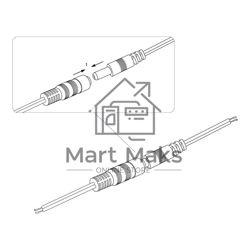 Разъем питания штекер 2.1х5.5x10 мм с проводом 20 см Rexant
