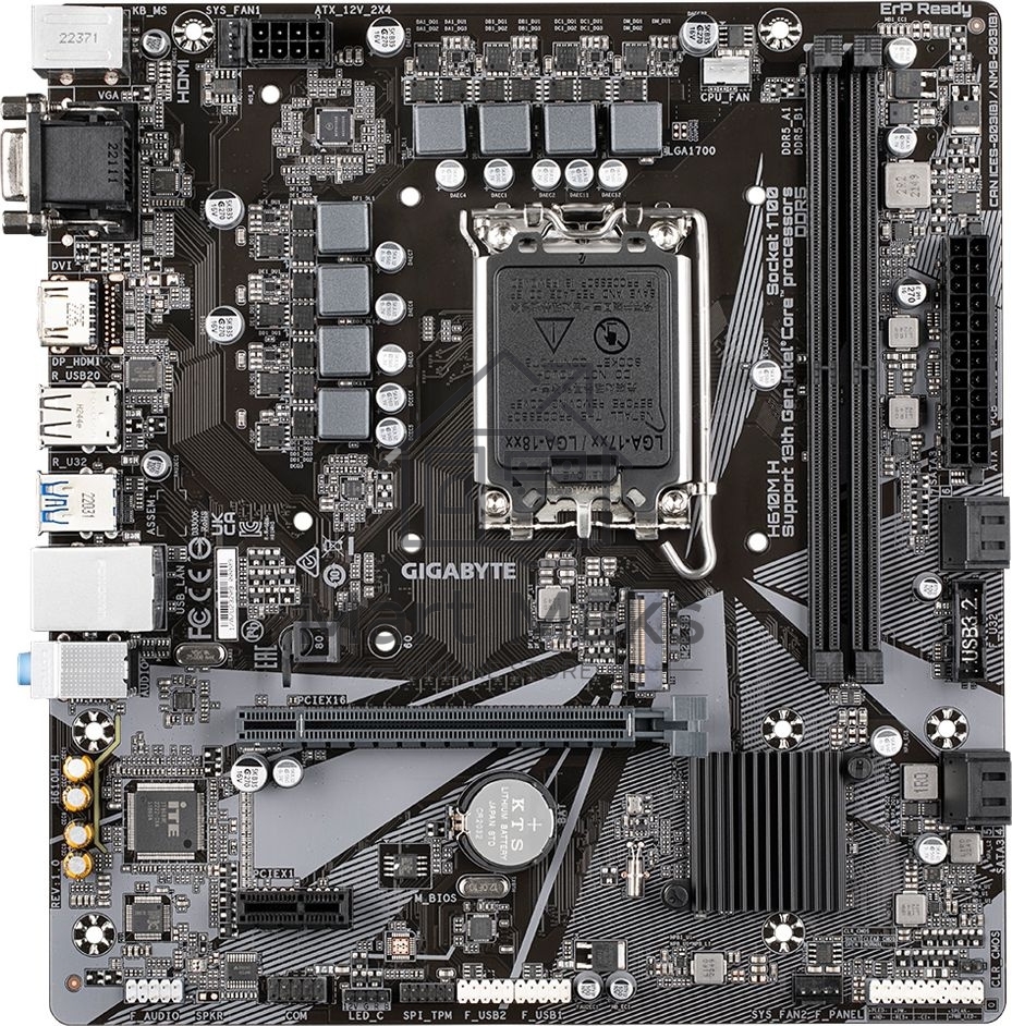 Материнская плата Gigabyte H610M H, LGA 1700, Intel H610, 2xDDR5, 4xSATA, 1xM.2, 1xPCIe 4.0 x16, 1xPCIe x1, 1xHDMI, 1xVGA, 1x 1Gb LAN, 2xUSB-A 3.2 Gen 1, 4xUSB-A 2.0, 3x3.5 мм, 7.1, mATX